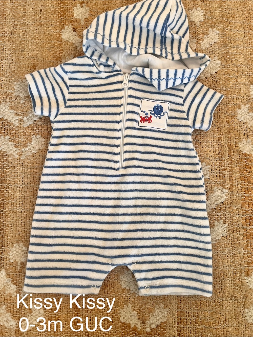 Kissy Kissy boys swim terry cloth cover up romper